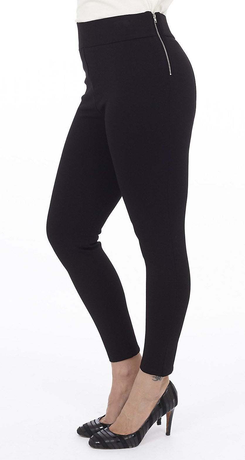 High Rise Ponte Pant with Side Zipper DKR & Company Apparel / Clothes