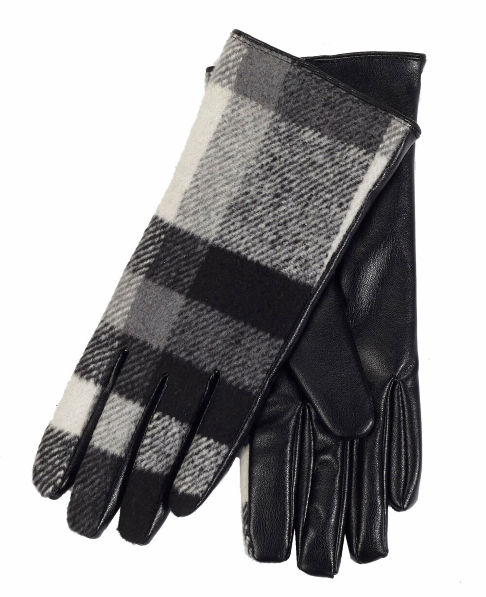 Ladies Plaid Gloves with Faux Fur Lining - Image 3