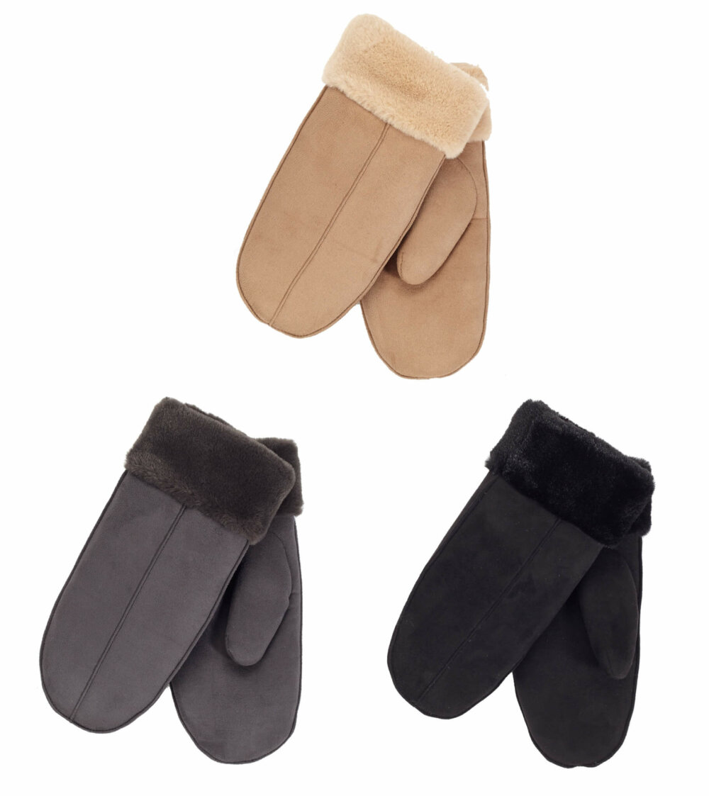 Ladies Mittens with Faux Fur Trim and Lining - Image 9