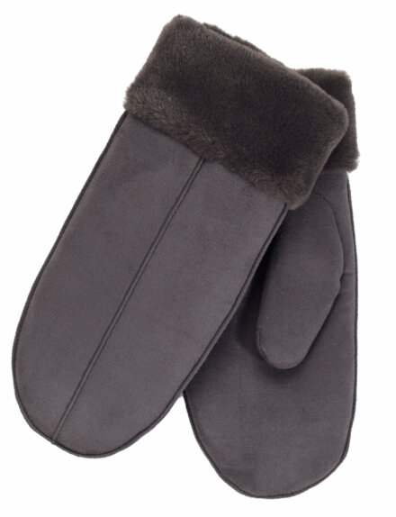 Ladies Mittens with Faux Fur Trim and Lining