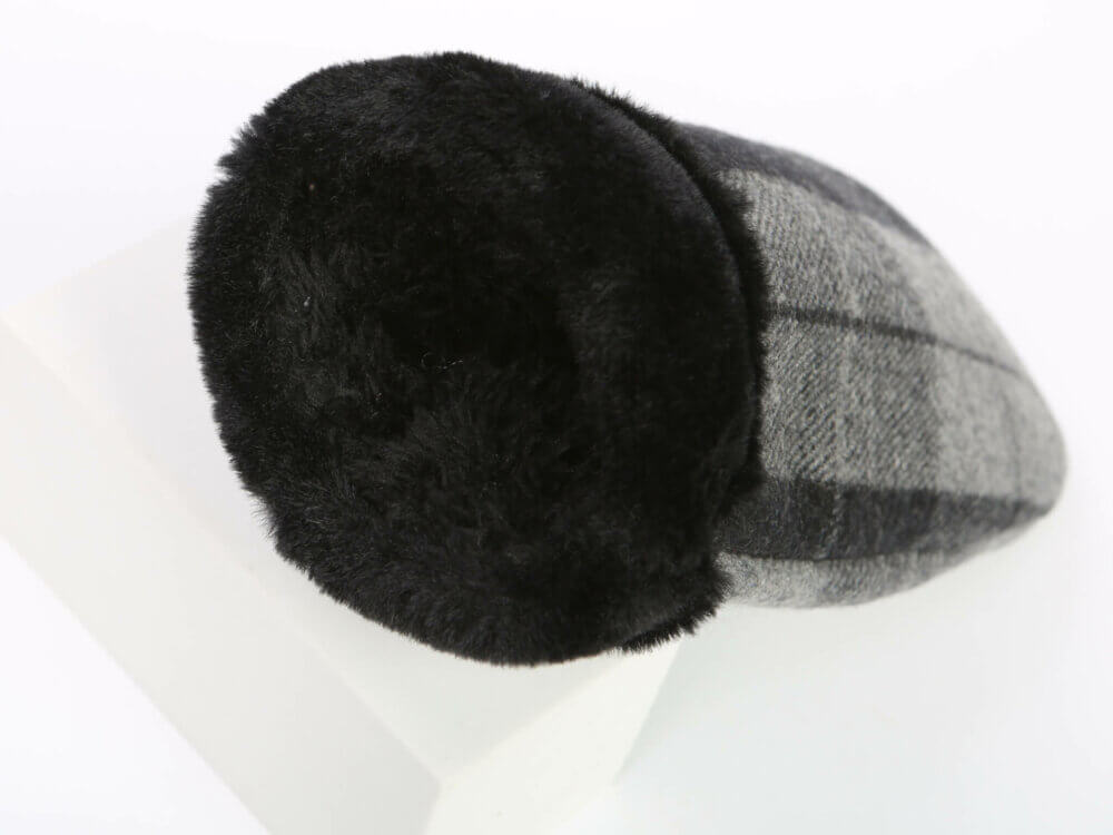 Ladies Plaid Mittens with Faux Fur Trim and Lining - Image 3