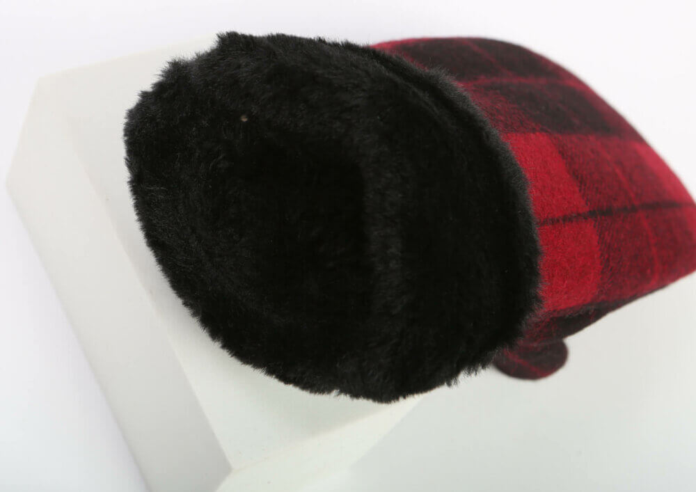 Ladies Plaid Mittens with Faux Fur Trim and Lining - Image 2
