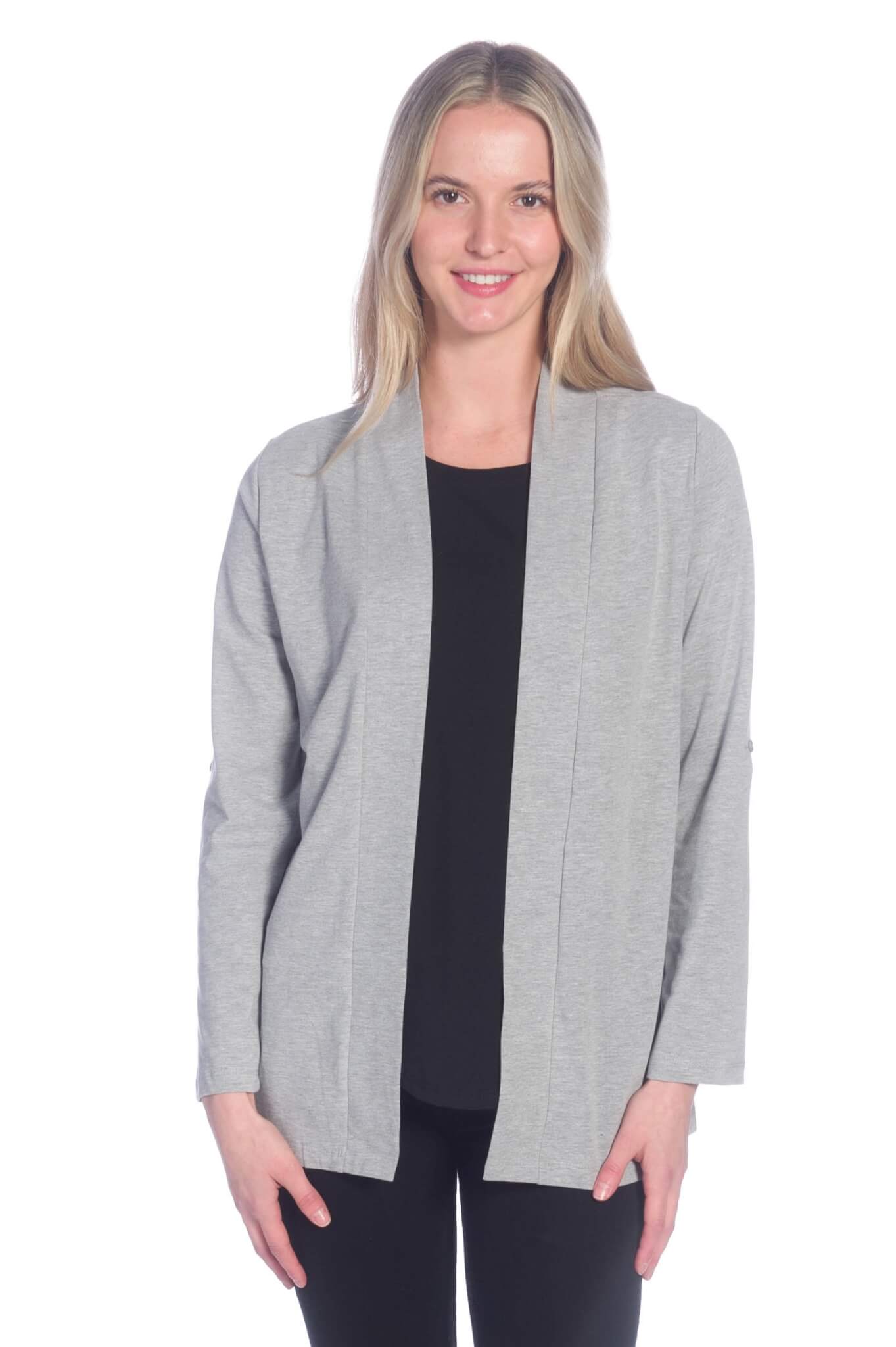 Roll-Up Long Sleeve Open Cardigan with Pockets - DKR & Company Apparel ...