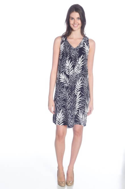Sleeveless V-Neck Dress with Back Neck Cut-Out Detail and High-Low Hem Design