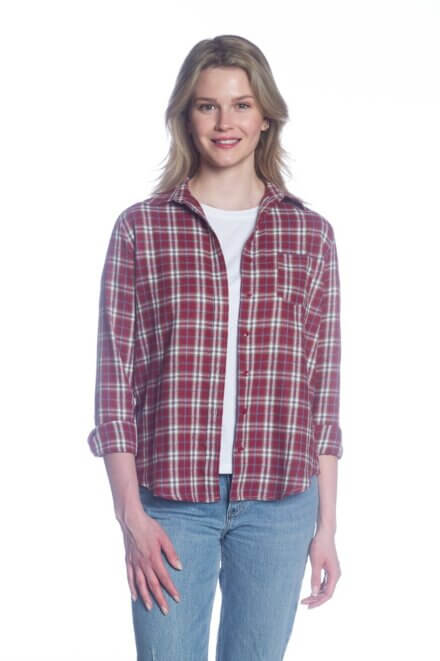 Long Sleeve Button-Up Flannel Shirt with Chest Pocket