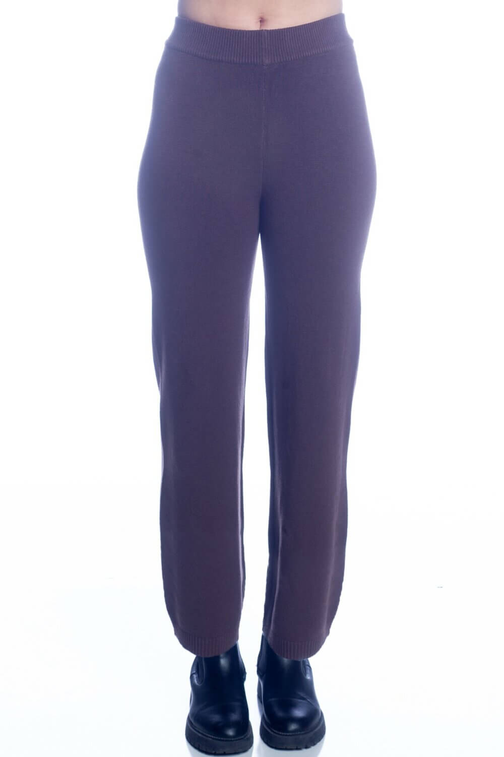 Wide Leg Pull-On Pant with Rib Waistband and Cuff - Image 3