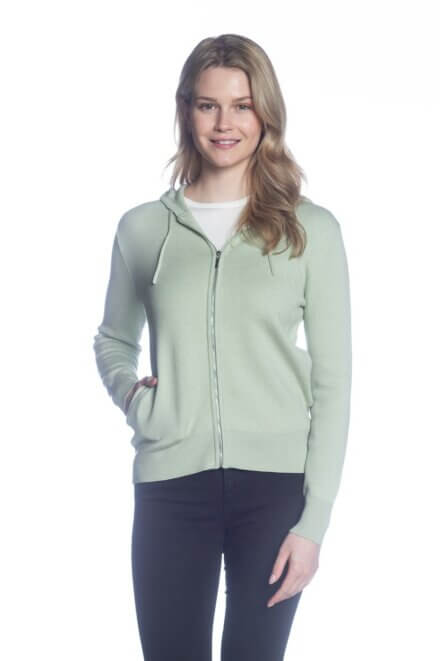 Long Sleeve Hooded Full Zip Sweater with Pockets