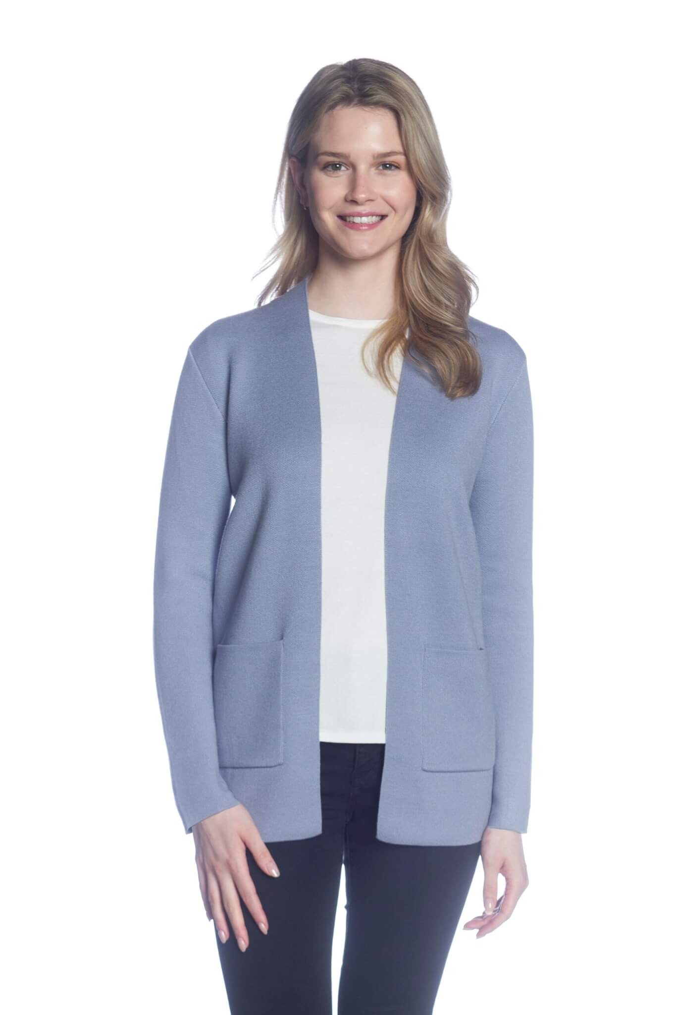 Long Sleeve Open Cardigan with Patch Pockets - DKR & Company Apparel ...