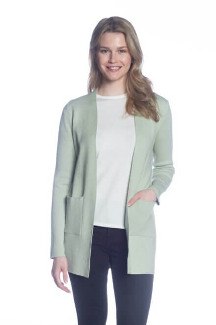 Long Sleeve Open Cardigan with Patch Pockets