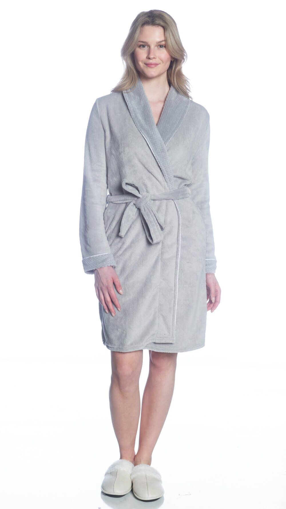 Shawl Collar Robe with Mini Popcorn Collar and Cuff - Image 2