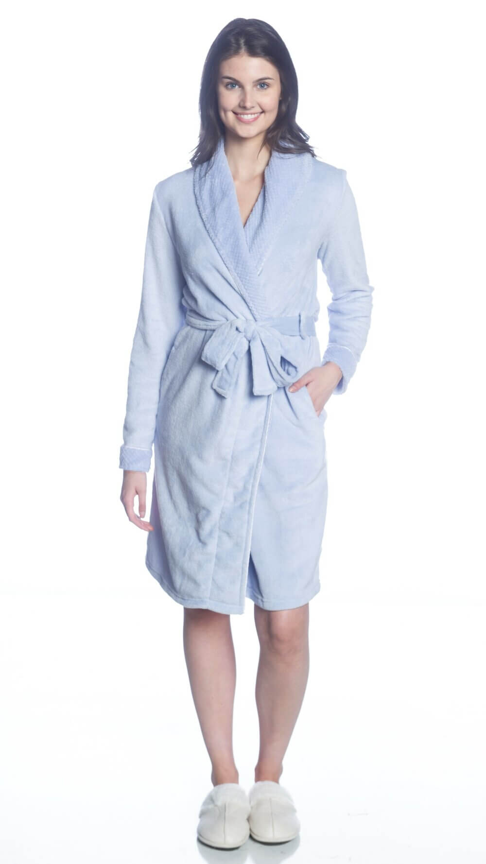 Shawl Collar Robe with Mini Popcorn Collar and Cuff - Image 5
