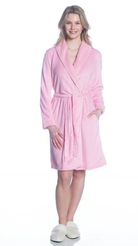 Shawl Collar Robe with Mini Popcorn Collar and Cuff
