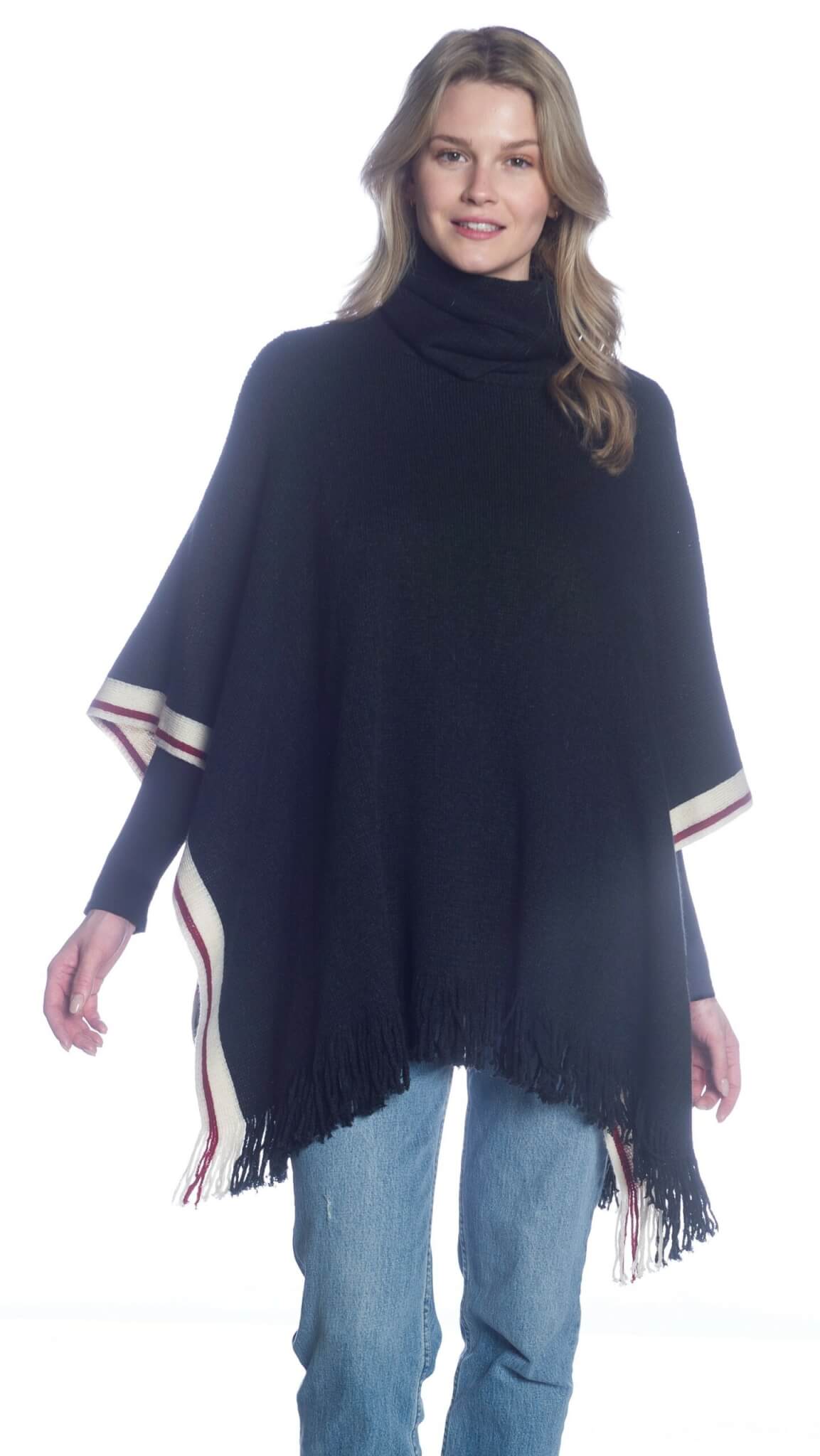 Knitted Cowl Neck Poncho Cape - DKR & Company Apparel / Clothes Out Trading