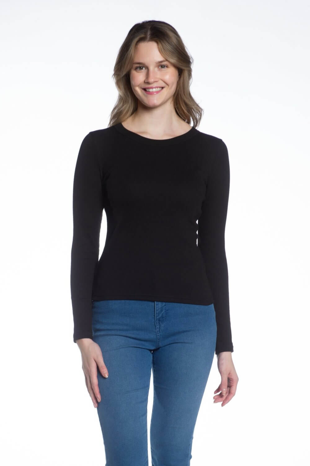 Long Sleeve Crew Neck Rib Top - Image 2