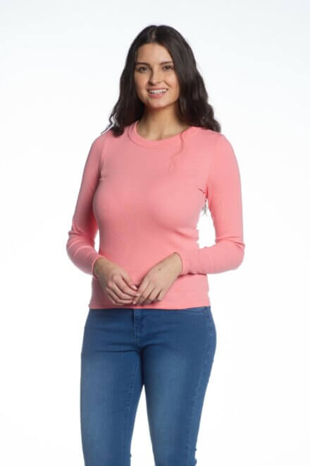 Long Sleeve Crew Neck Rib Top