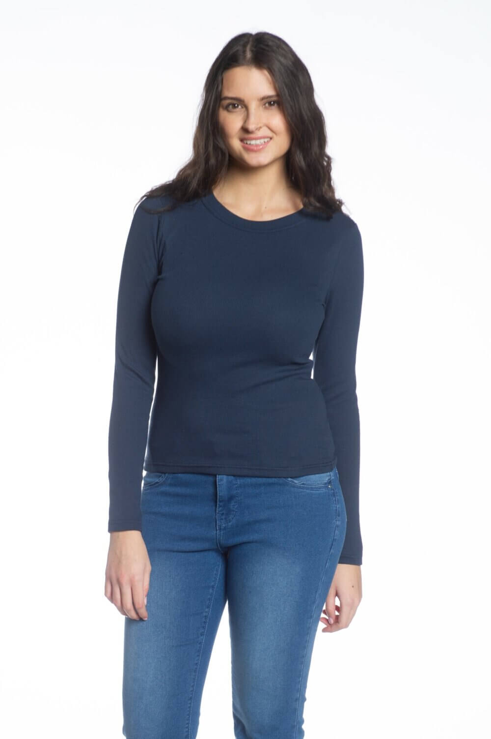 Long Sleeve Crew Neck Rib Top - Image 5
