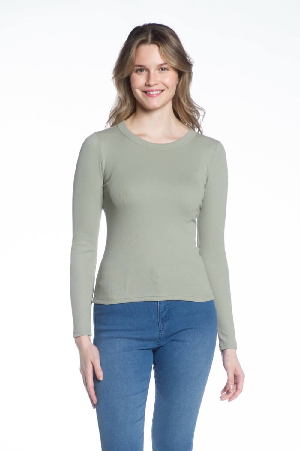 Long Sleeve Crew Neck Rib Top - Image 6