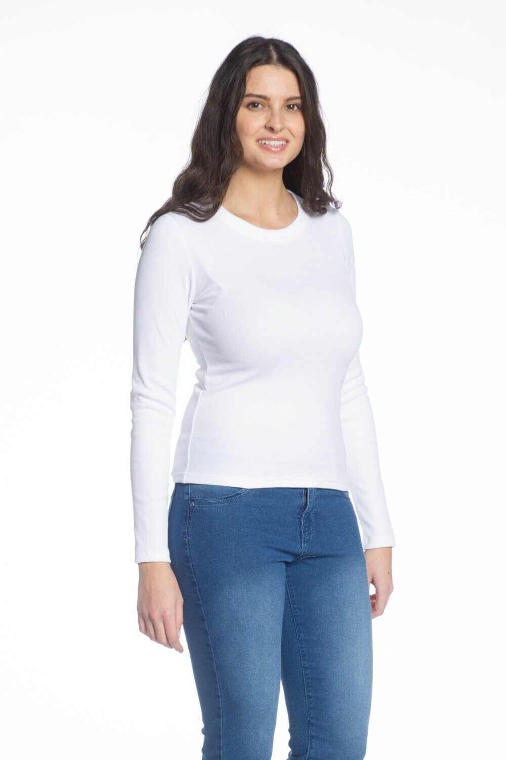 Long Sleeve Crew Neck Rib Top - Image 3