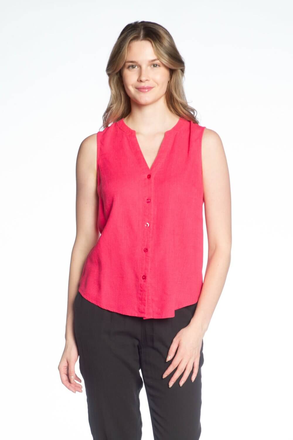 Sleeveless V-Neck Button Front Blouse. - Image 2