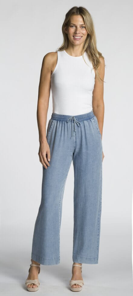 Wide Leg Pant with Elastic Waist, Drawstring and Pockets
