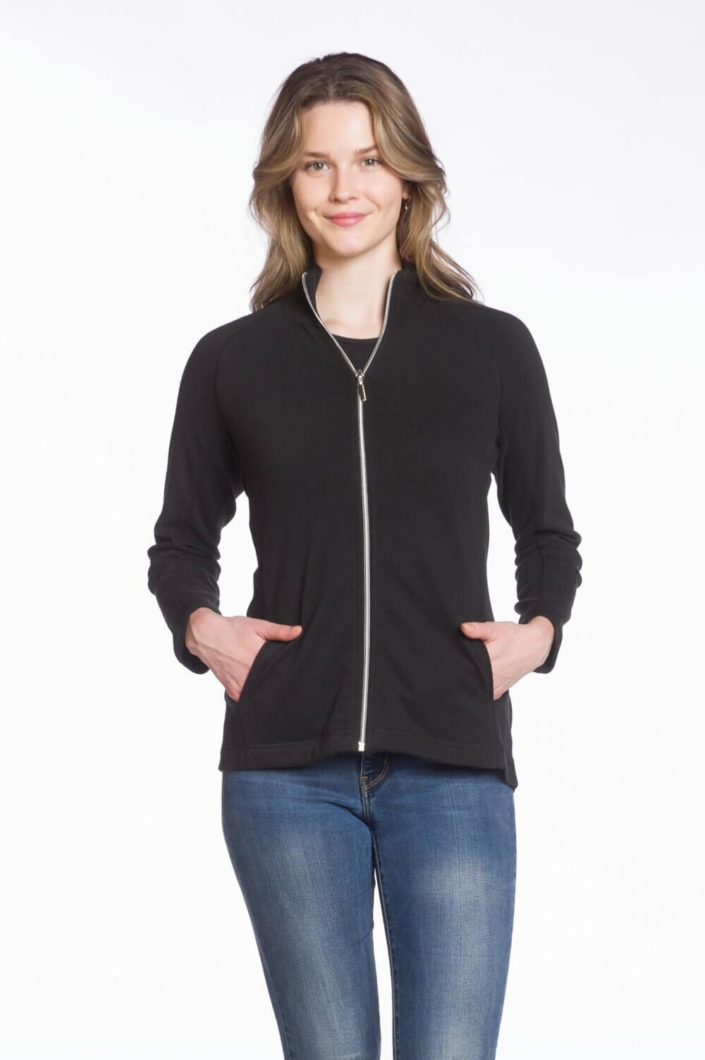 Long Sleeve Full Zip Jacket with Stand Collar and Pockets - Image 2