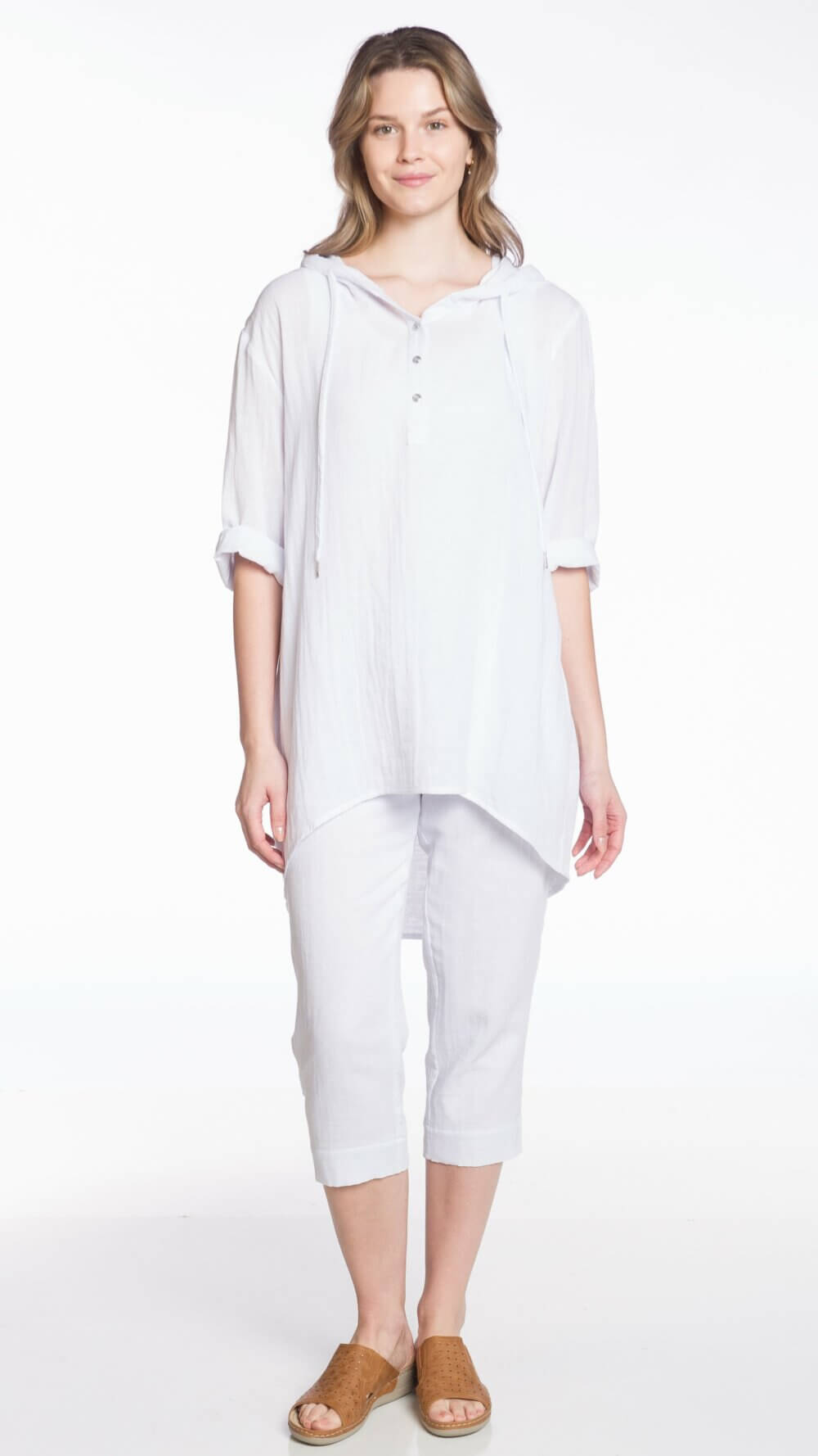 3/4 Sleeve Oversized Hooded Pull Over with Centre Back Slit - Image 4