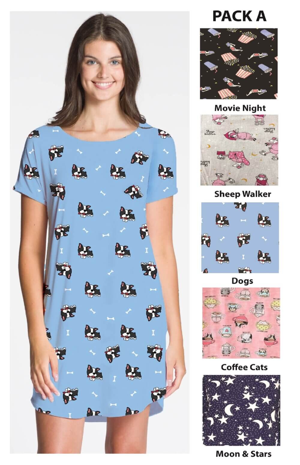 Ladies Short Sleeve Printed Night Shirt - Image 7