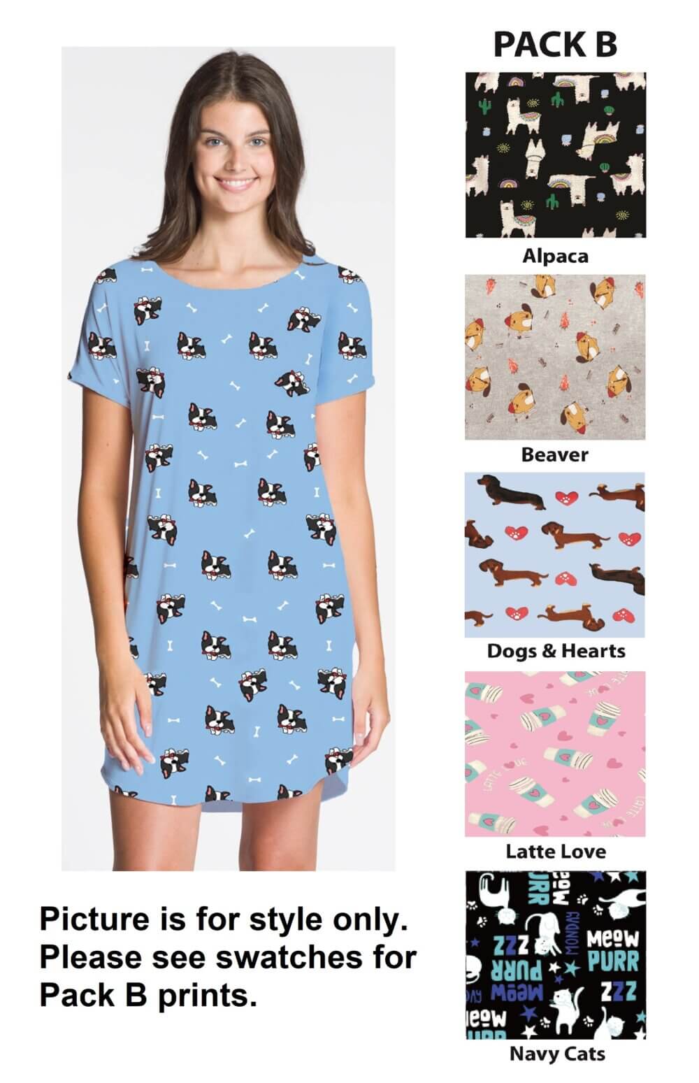 Ladies Short Sleeve Printed Night Shirt - Image 6