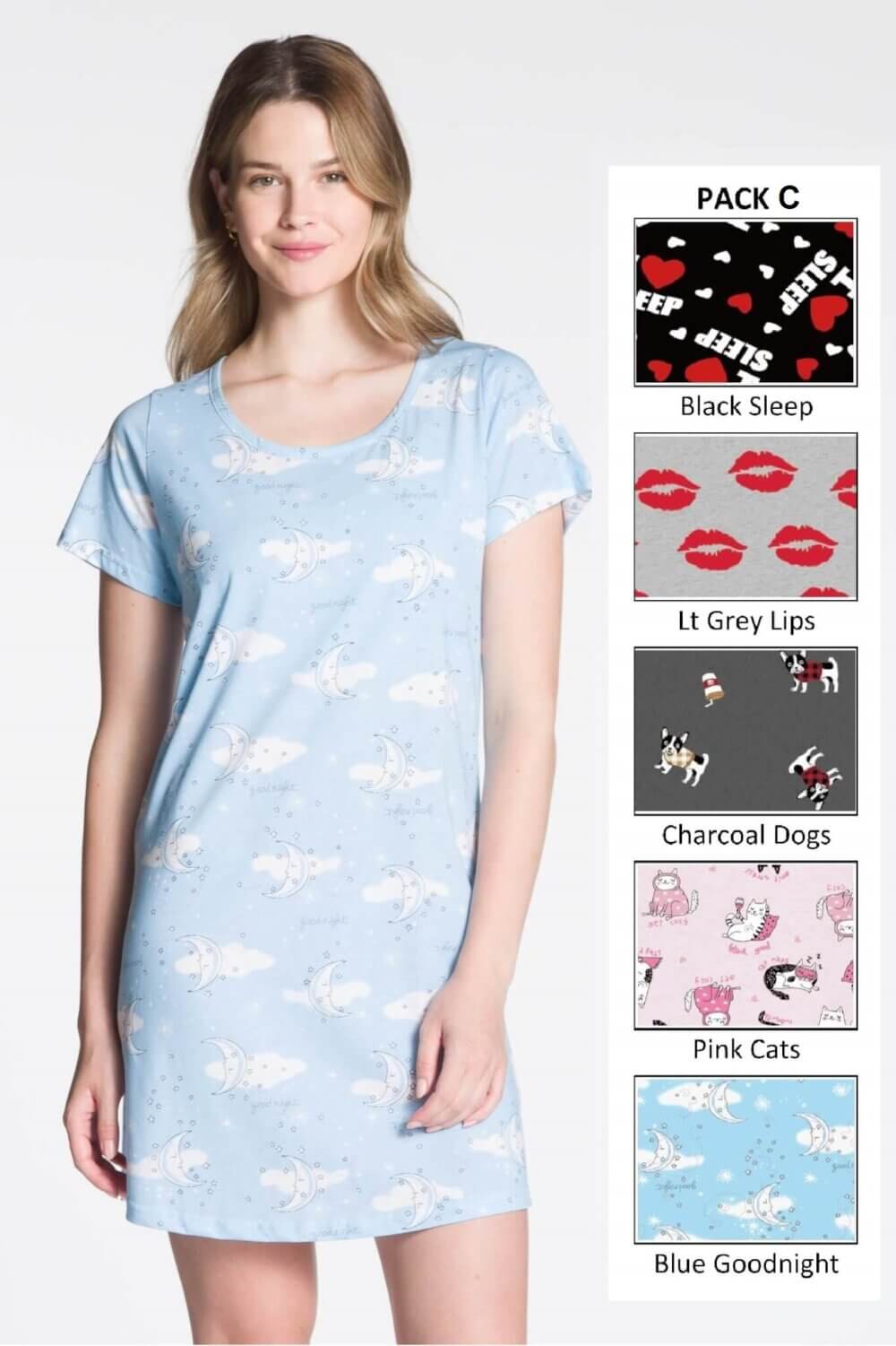 Ladies Short Sleeve Printed Night Shirt - Image 5