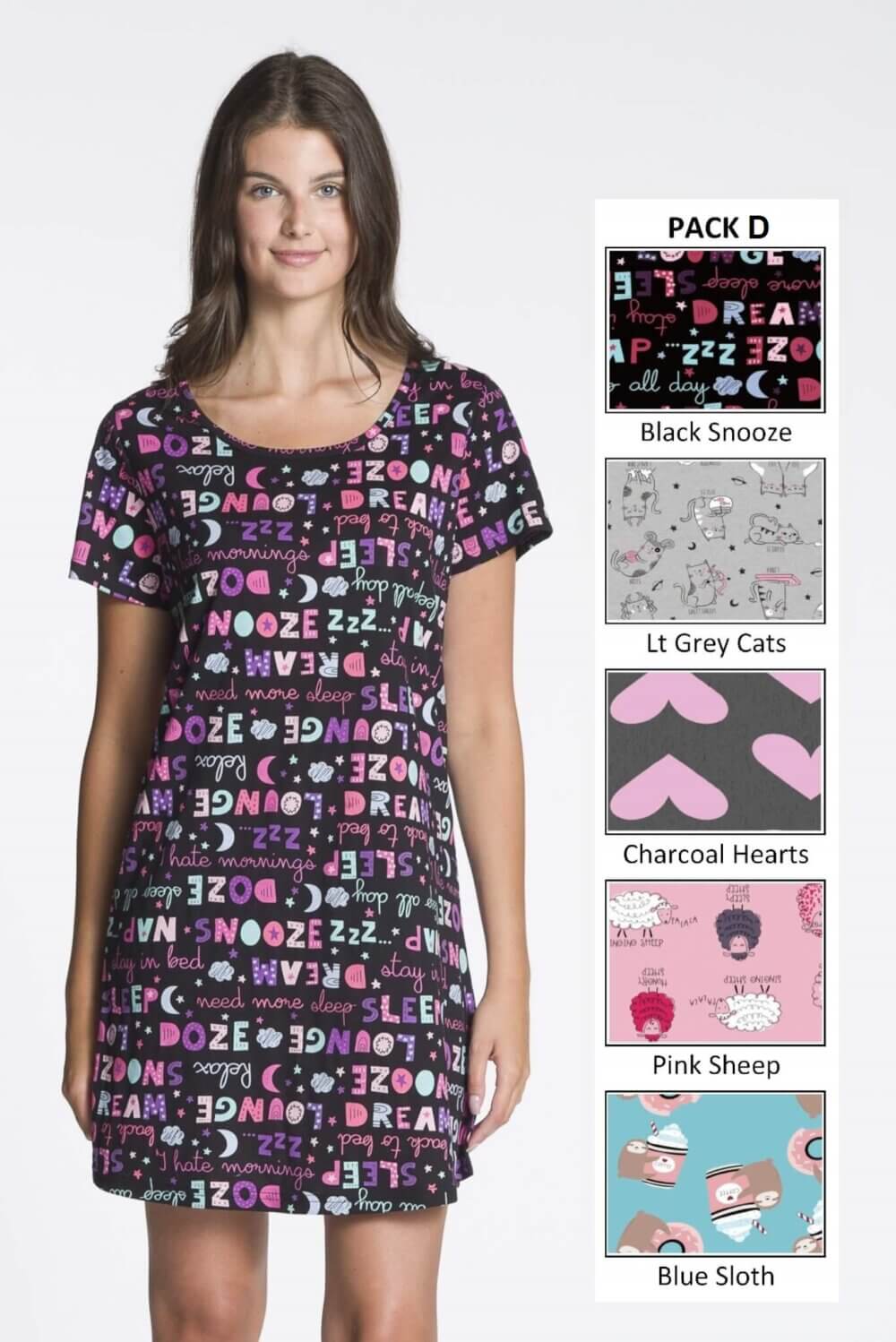 Ladies Short Sleeve Printed Night Shirt - Image 4