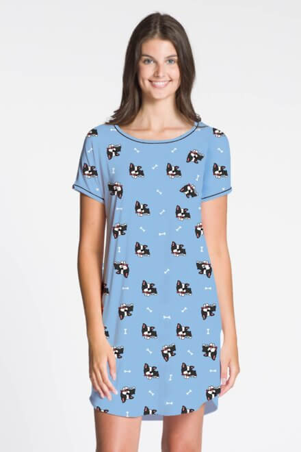 Ladies Short Sleeve Printed Night Shirt