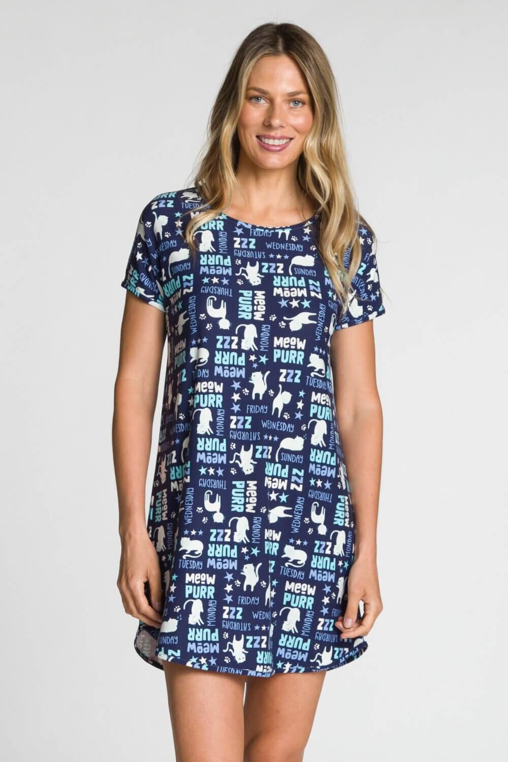 Ladies Short Sleeve Printed Night Shirt