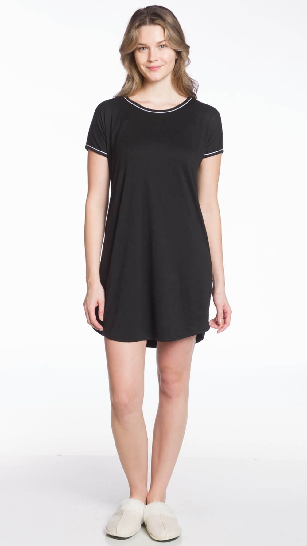 Ladies Short Sleeve Solid Night Shirt - Image 2