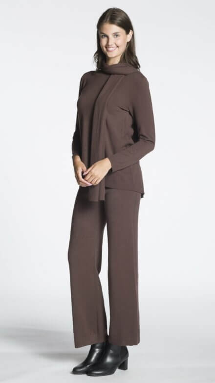 Wide Leg Pull-On Pant with Rib Waistband and Cuff