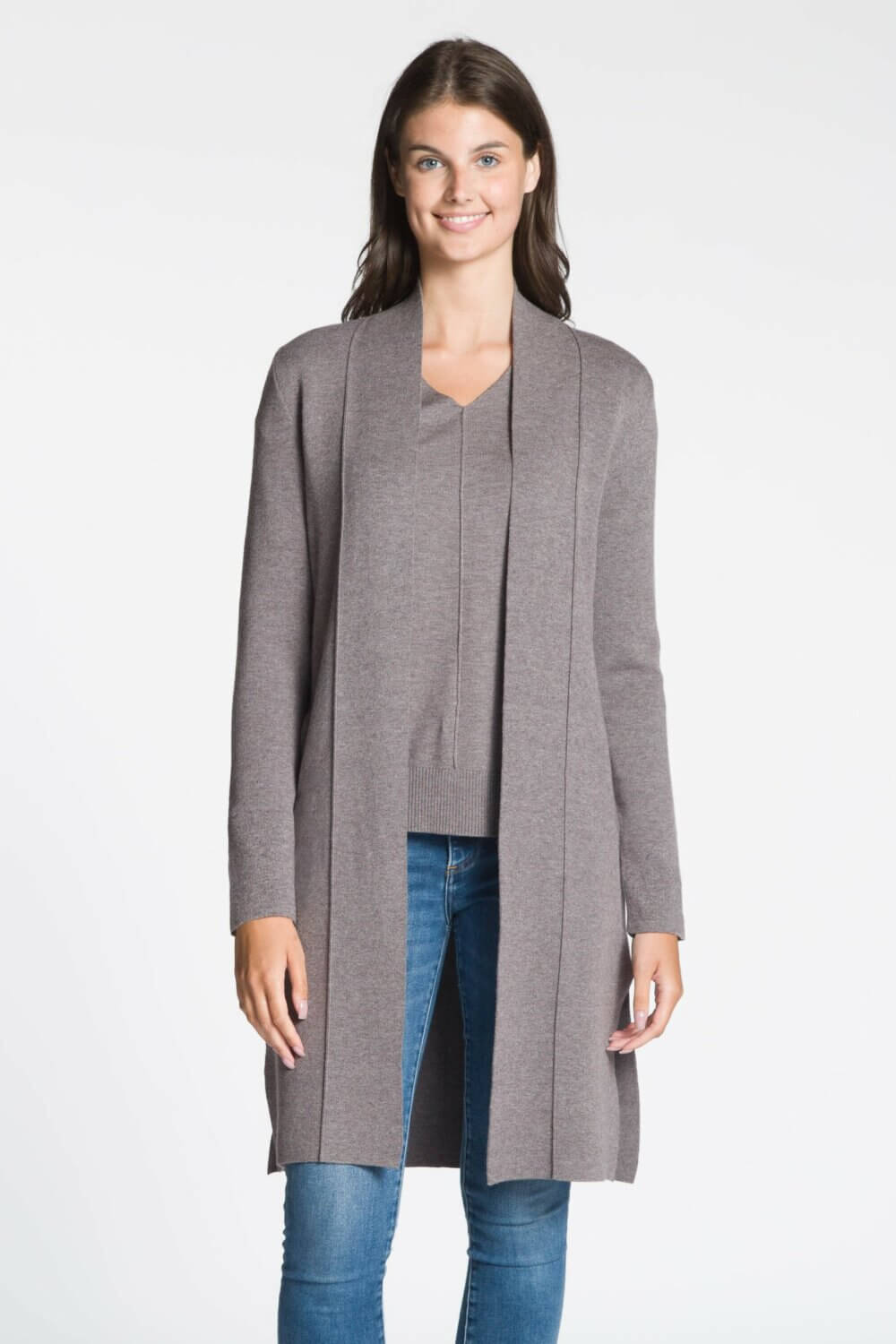 Long Body Open Cardigan with Pockets
