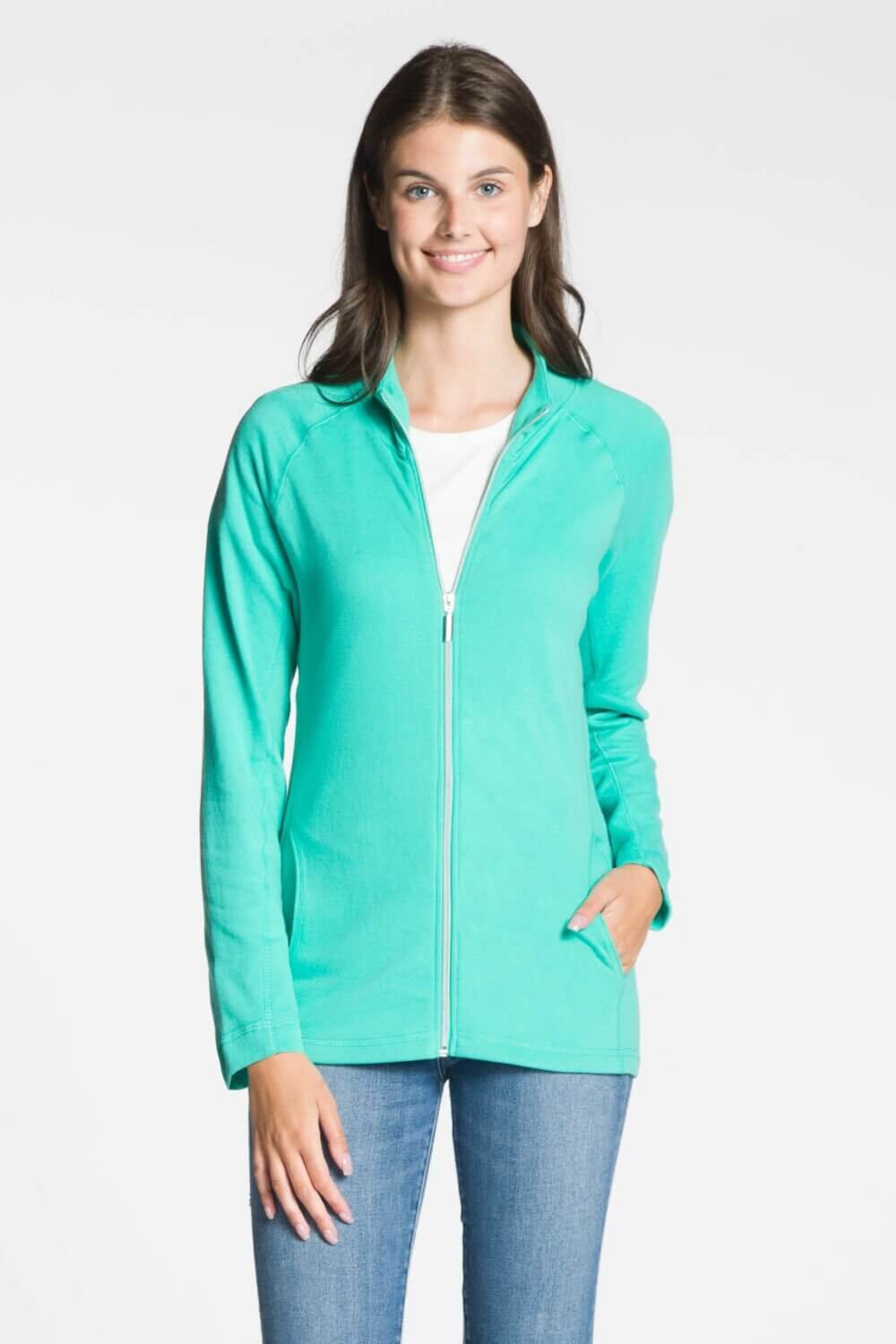 Long Sleeve Full Zip Jacket with Stand Collar and Pockets - Image 6