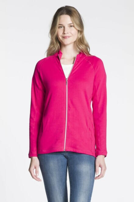 Long Sleeve Full Zip Jacket with Stand Collar and Pockets