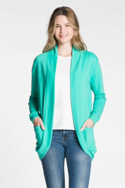 Long Sleeve Scoop Back Open Cardigan with Pockets