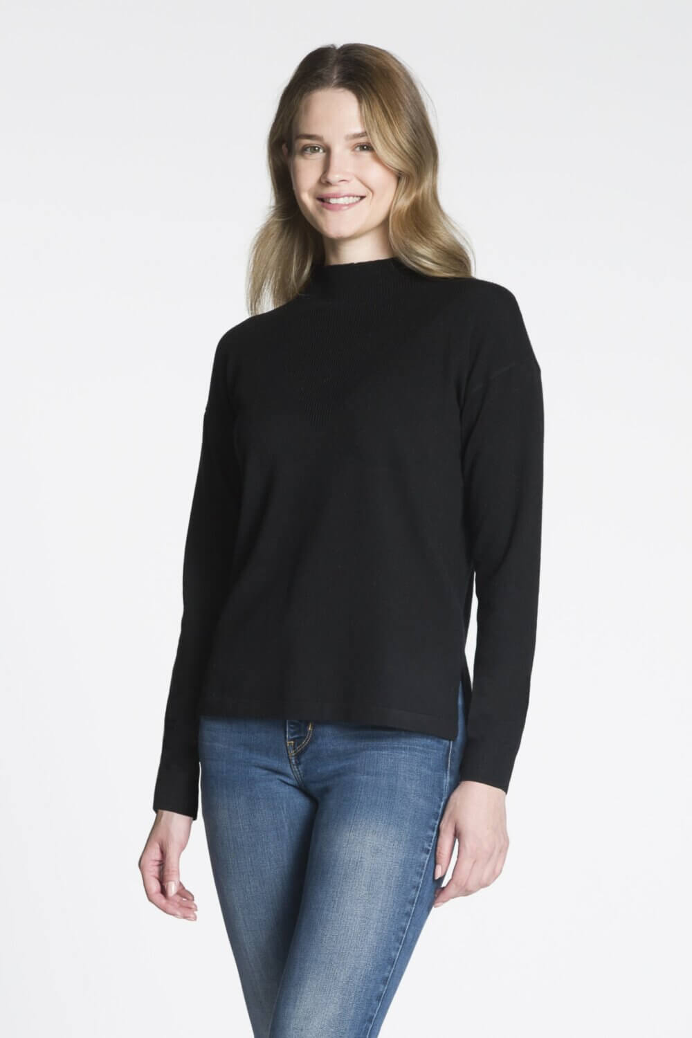 Long Sleeve Funnel Neck Sweater with Side Slits - Image 2