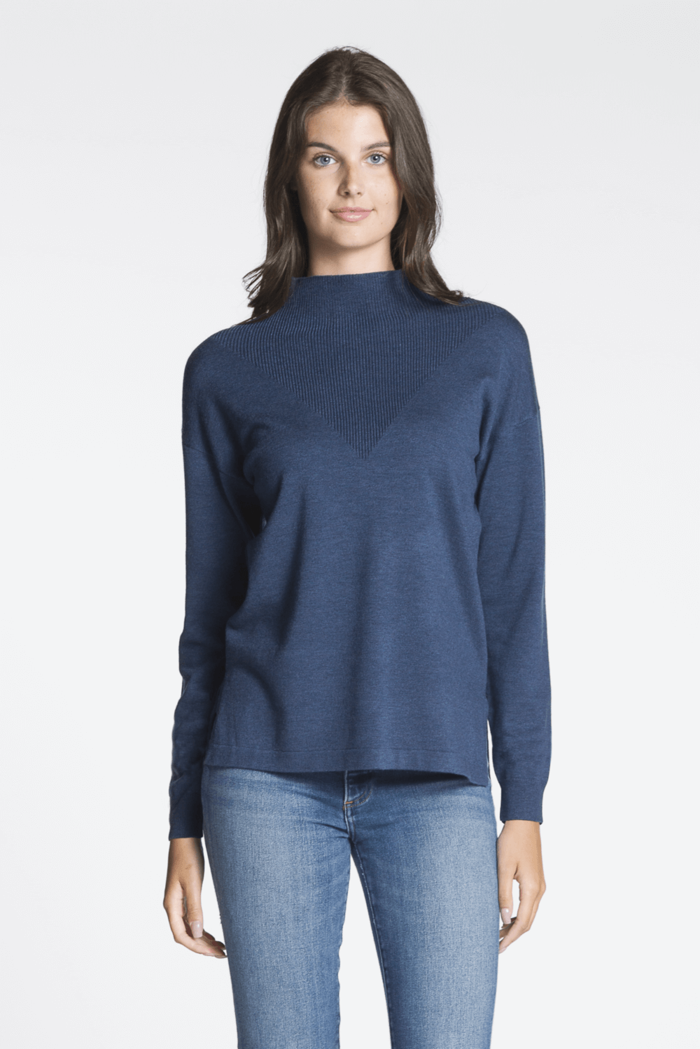 Long Sleeve Funnel Neck Sweater with Side Slits - Image 5