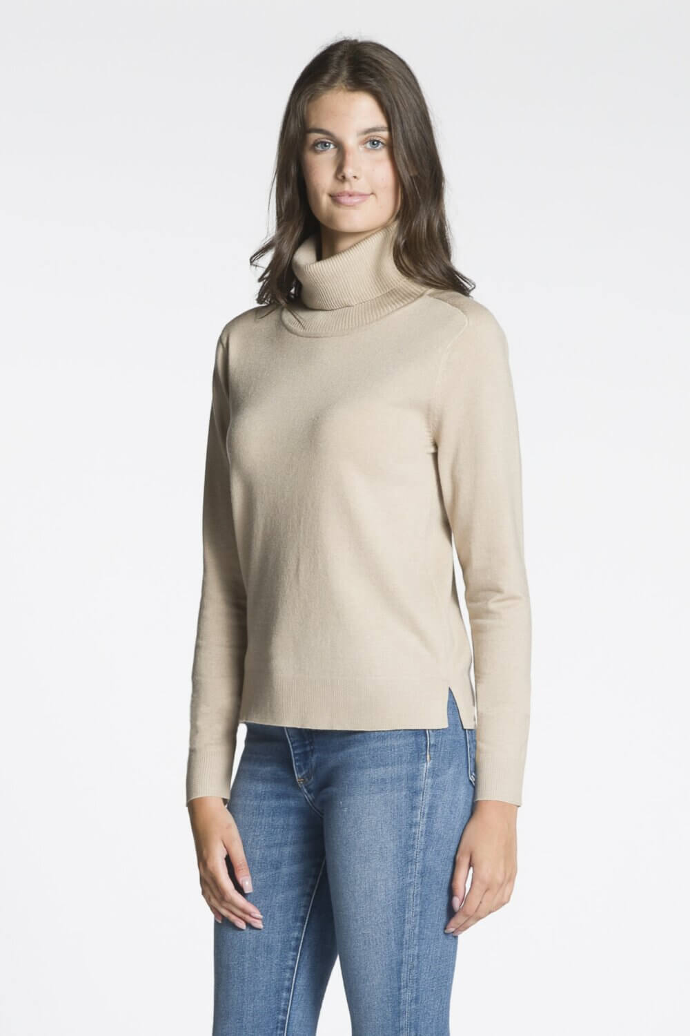 Long Sleeve Turtle Neck Sweater with Side Slits - Image 4
