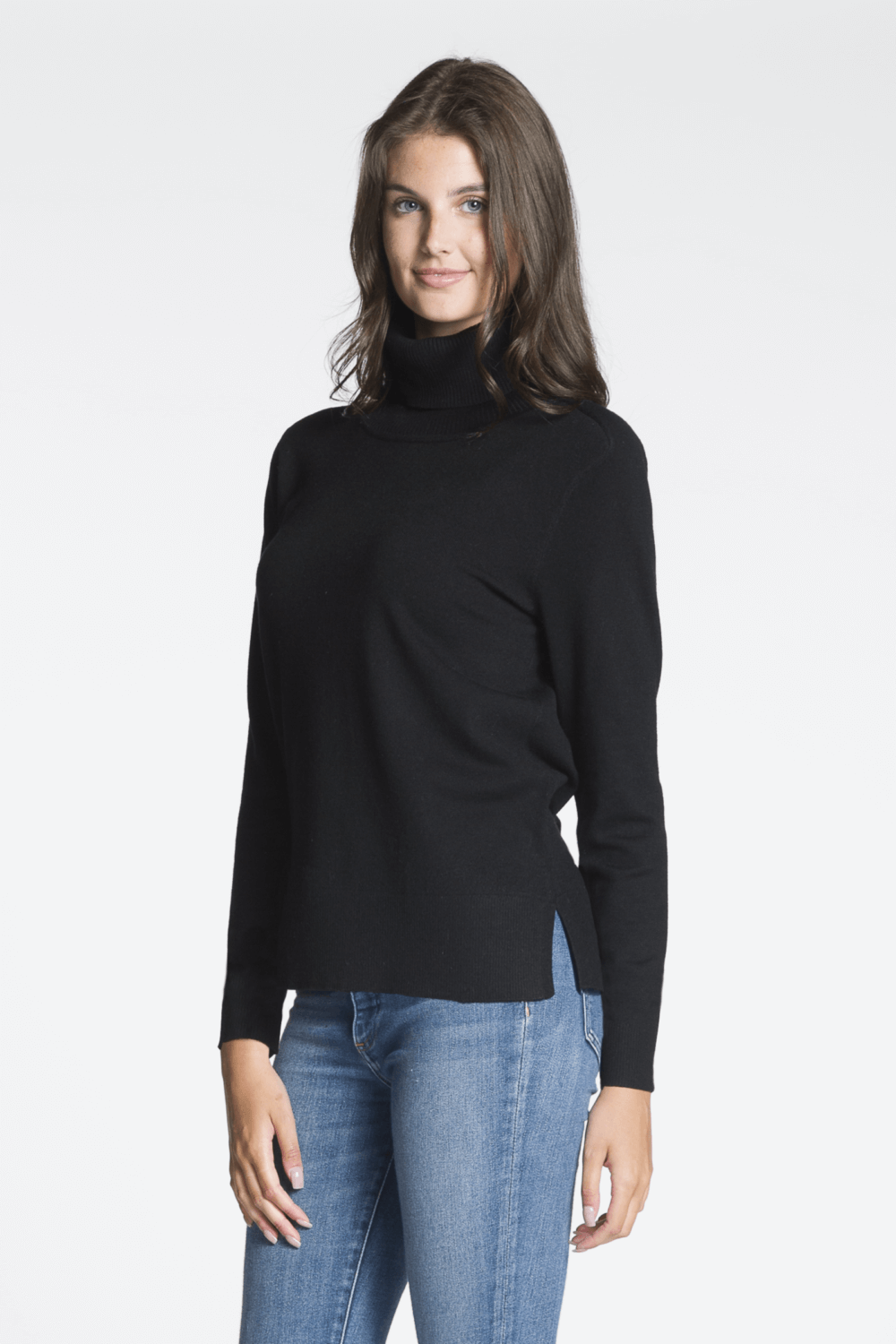 Long Sleeve Turtle Neck Sweater with Side Slits - Image 2