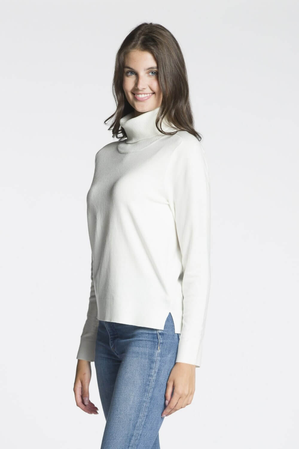 Long Sleeve Turtle Neck Sweater with Side Slits - Image 3