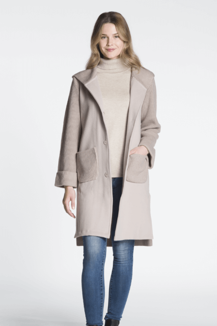 Long Sweater Coat with Hood and Pockets