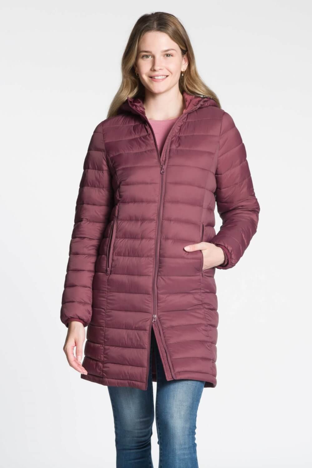Padded Coat with Hood and Zipper Pockets - Image 4