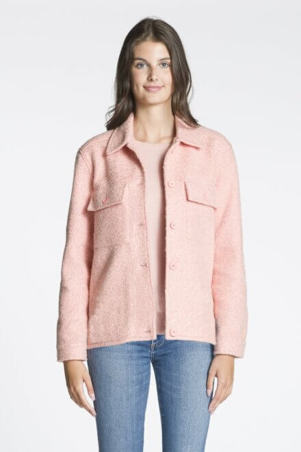 Long Sleeve Button Front Jacket with Chest and Side Seam Pockets