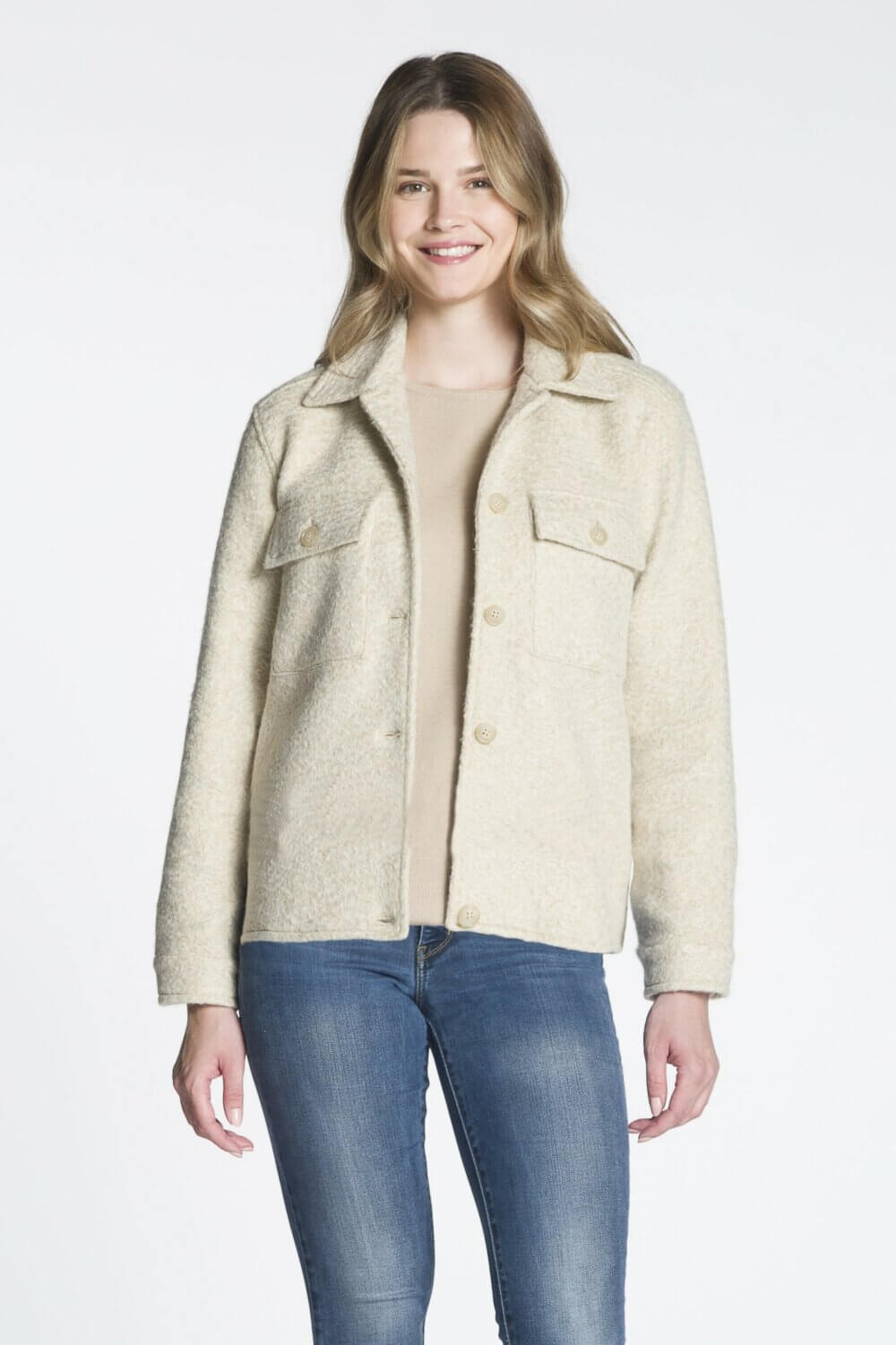 Long Sleeve Button Front Jacket with Chest and Side Seam Pockets - Image 4