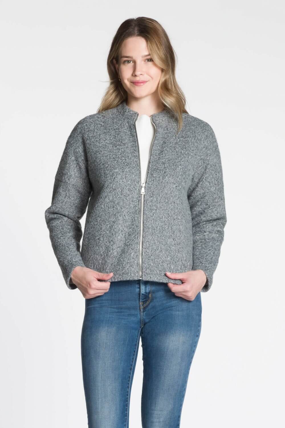 Long Sleeve Full Zip Stand Collar Jacket with Side Seam Pockets - Image 4