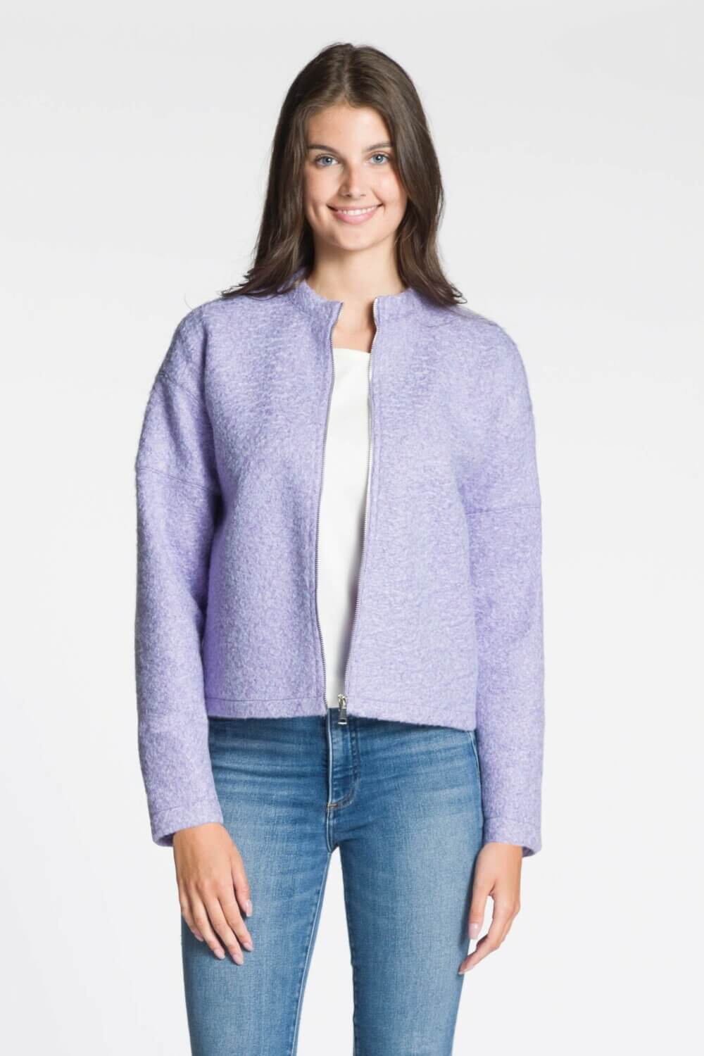Long Sleeve Full Zip Stand Collar Jacket with Side Seam Pockets - Image 6