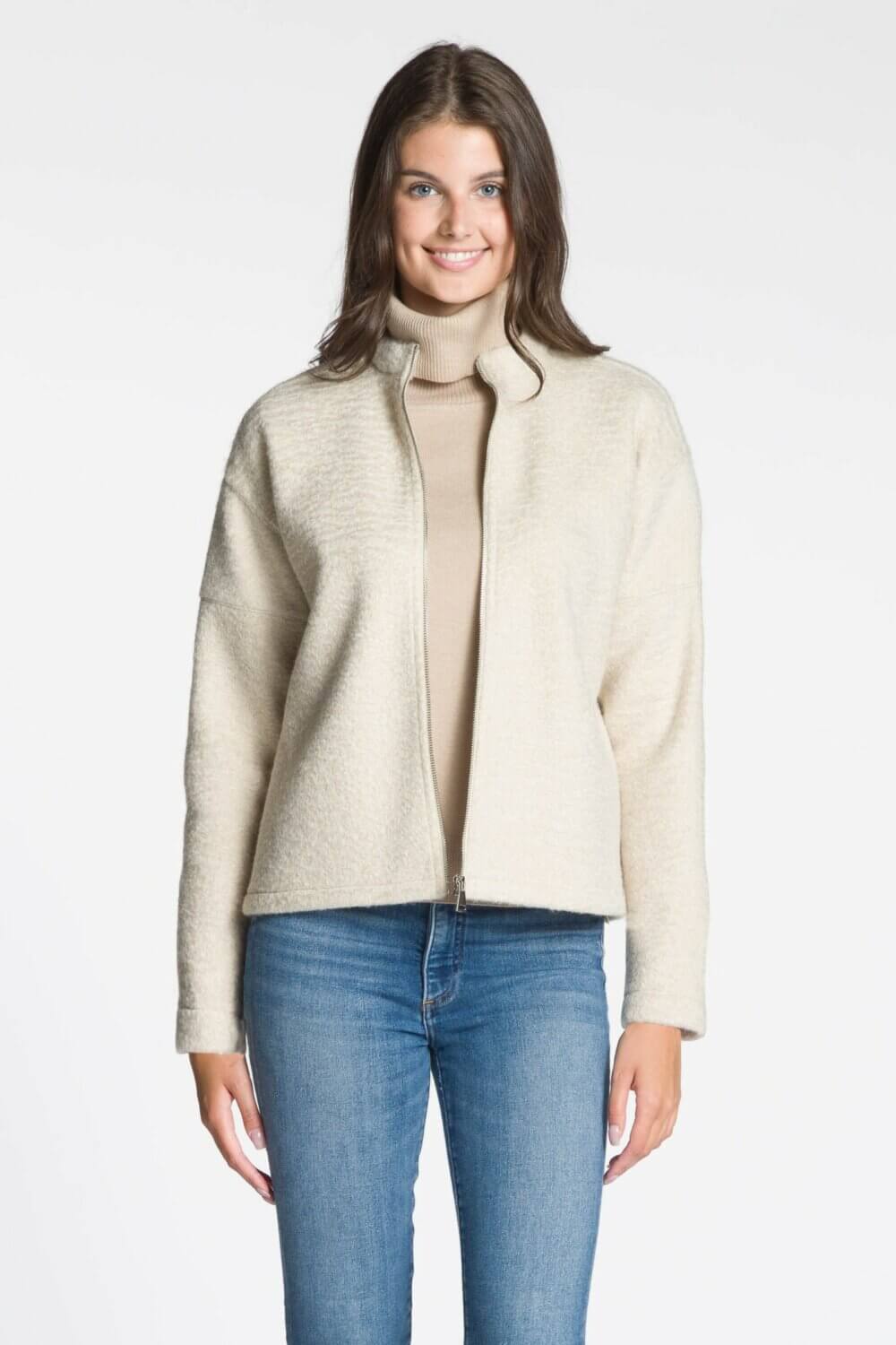 Long Sleeve Full Zip Stand Collar Jacket with Side Seam Pockets - Image 5